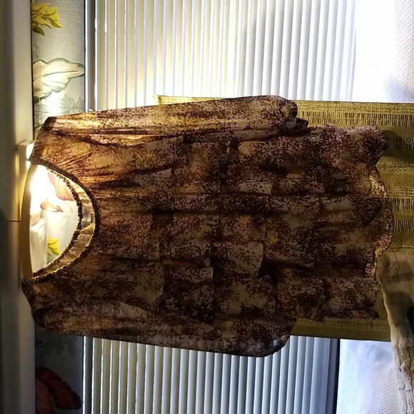 L "Christopher Banks" sheer tiered peplum ruffled chiffon blouse - Picture 7 of 9